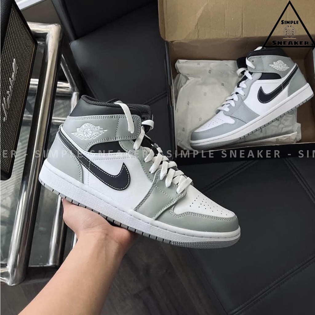 Giày Nike Jordan 1 Mid Light Smoke Grey Chính Hãng💙SIMPLE SNEAKER💙Jordan 1 Smoke Grey Giày Thể Thao Unisex