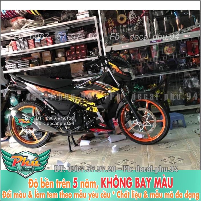 Tem rời Raider đen nhám City Đen (B)