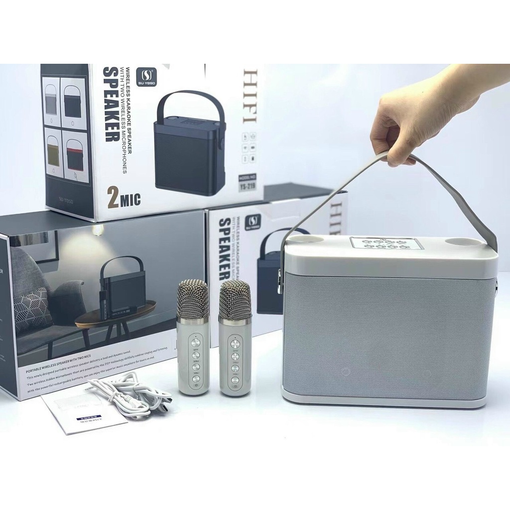 Loa Karaoke Blutooth YS219 Full chức năng 2 micro, có quai xách