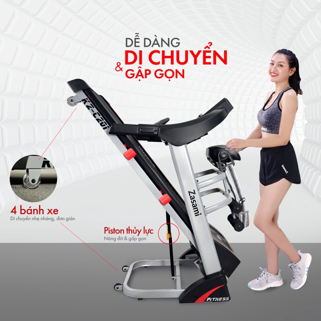 Máy Chạy Bộ Cao Cấp ZASAMI KZ-C201 Thảm chạy chống trơn trượt Bảo hành chính hãng 1 đổi 1 trong vòng 7 ngày