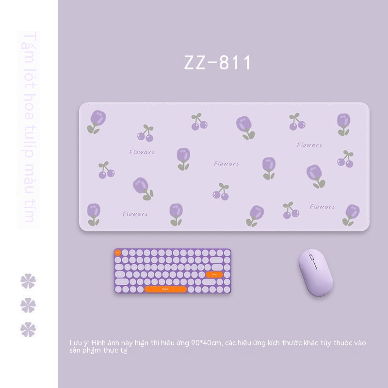 Thảm Lót Chuột Máy Tính Mềm Mại Hình Hoa Tulip Màu Tím Cỡ Lớn
