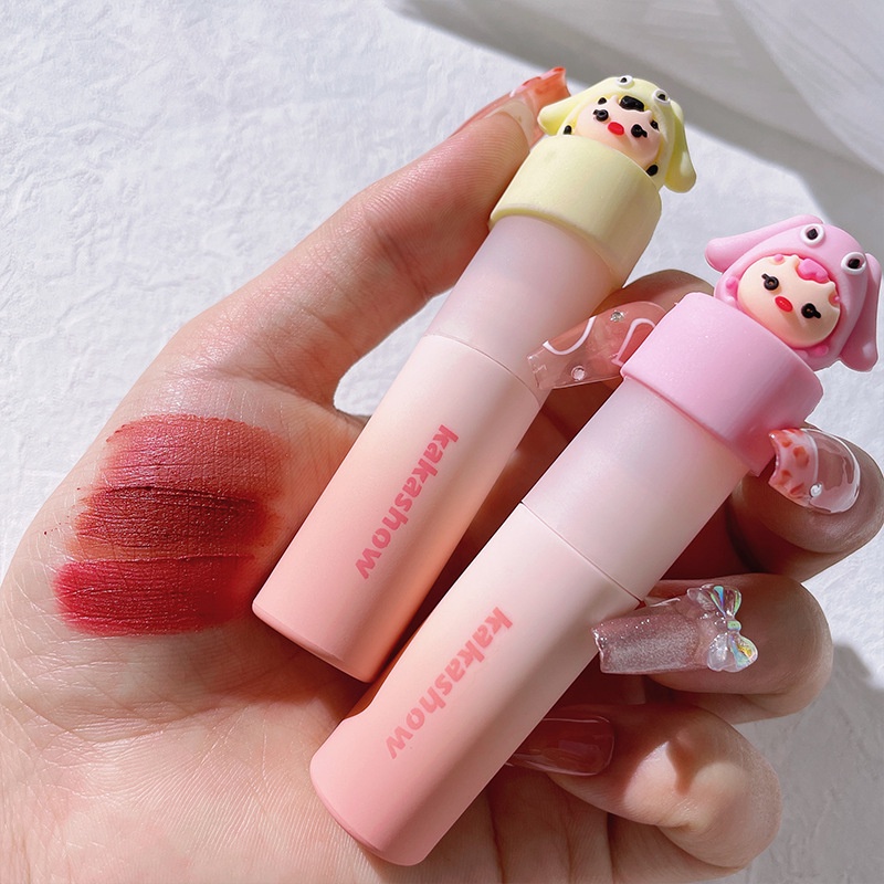 Set 3 cây son kem lì Kakashow Fluffy Lip Glaze Nội Địa Trung Quốc Lâu Trôi Không Dính loạt đồ trang trí hộp mù