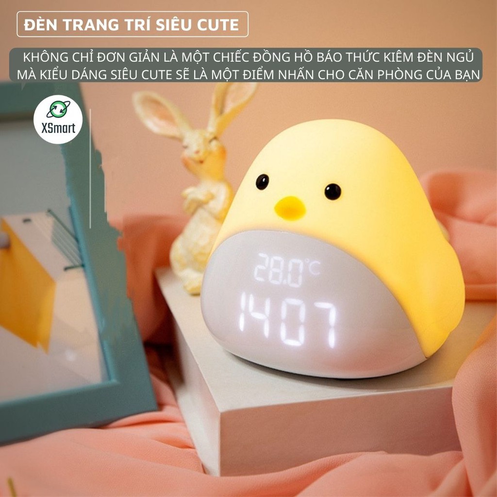 Đồng hồ báo thức kiêm đèn ngủ đèn bàn trang trí thông minh BIRD Siêu Cute , âm lượng cực lớn, pin sạc, cảm biến âm thanh