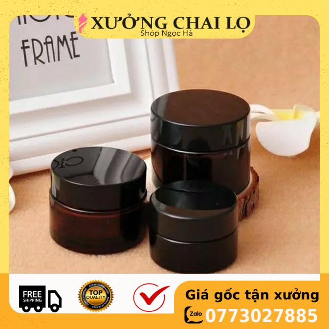Hũ Chiết Mỹ Phẩm ❤ GIÁ RẺ NHẤT ❤ Hũ chiết mỹ phẩm thủy tinh nâu 30g,50g,100g đựng kem , phụ kiện du lịch