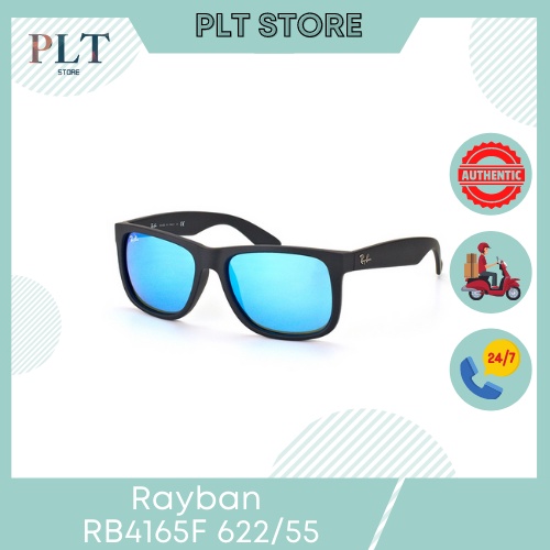 Kính Mát Rayban RB4165F Justin 622/55 - 54/17/140 viền đen, tráng gương xanh Full Box
