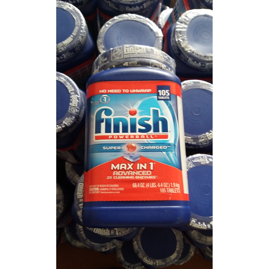 Viên rửa bát cao cấp finish all in 1 max hộp 105 viên