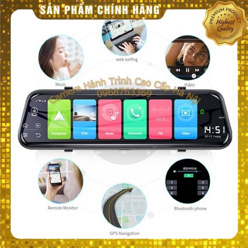 Camera Hành Trình Gương Android 4G [ Free ship + Thẻ 32GB ] Camera Hành Trình Cao Cấp Tại Hà Nội