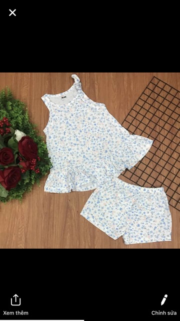 Bộ ba lỗ cotton 4c sài gòn bé gái 20-34 kg