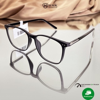 Gọng kính cận Nam Nữ HMK mắt kính vuông chất liệu nhựa dẻo càng lõi kim loại màu sắc thời trang 8242