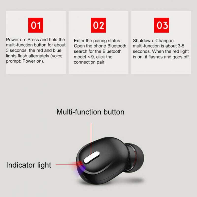 Tai Nghe Bluetooth 5.0 Không Dây Mini X9 Có Mic