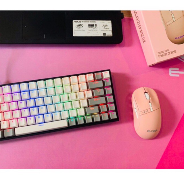 Chuột không dây Gaming EDRA EM620W PINK, MÀU HỒNG Huano Switch 20M 5000 DPI, LED RGB, kết nối Wireless Có phần mềm điều