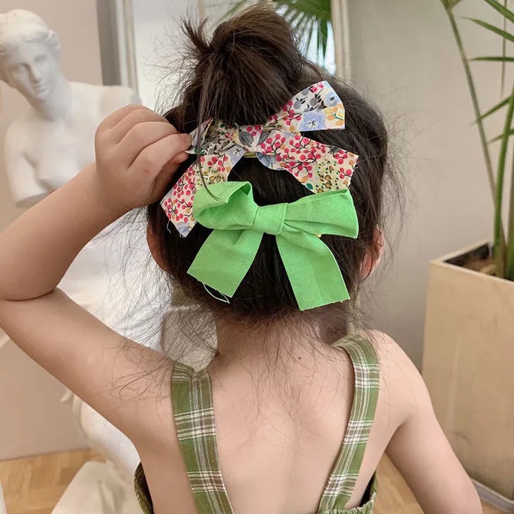 Kẹp tóc nơ AMILA họa tiết hoa xinh xắn dễ thương cho bé gái