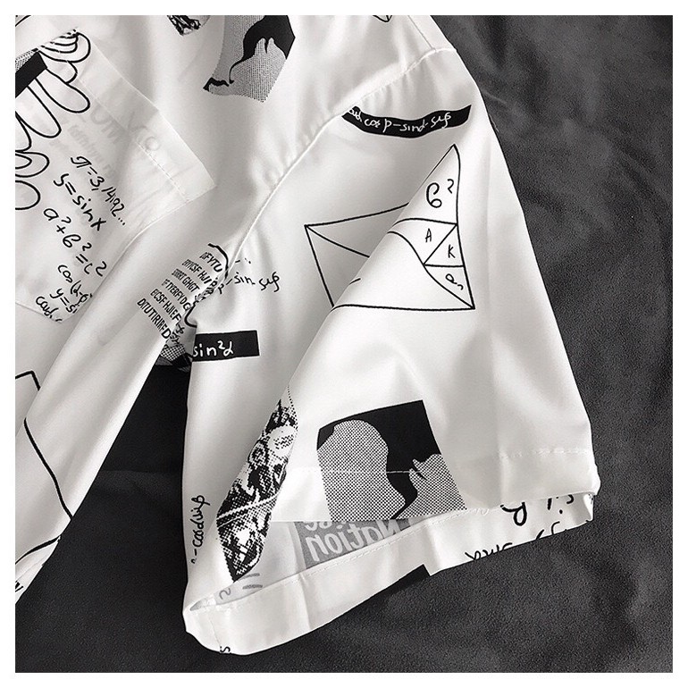 Áo sơ mi nam Bape form rộng tay lỡ họa tiết hình học có túi (đen, trắng) oversize | BigBuy360 - bigbuy360.vn