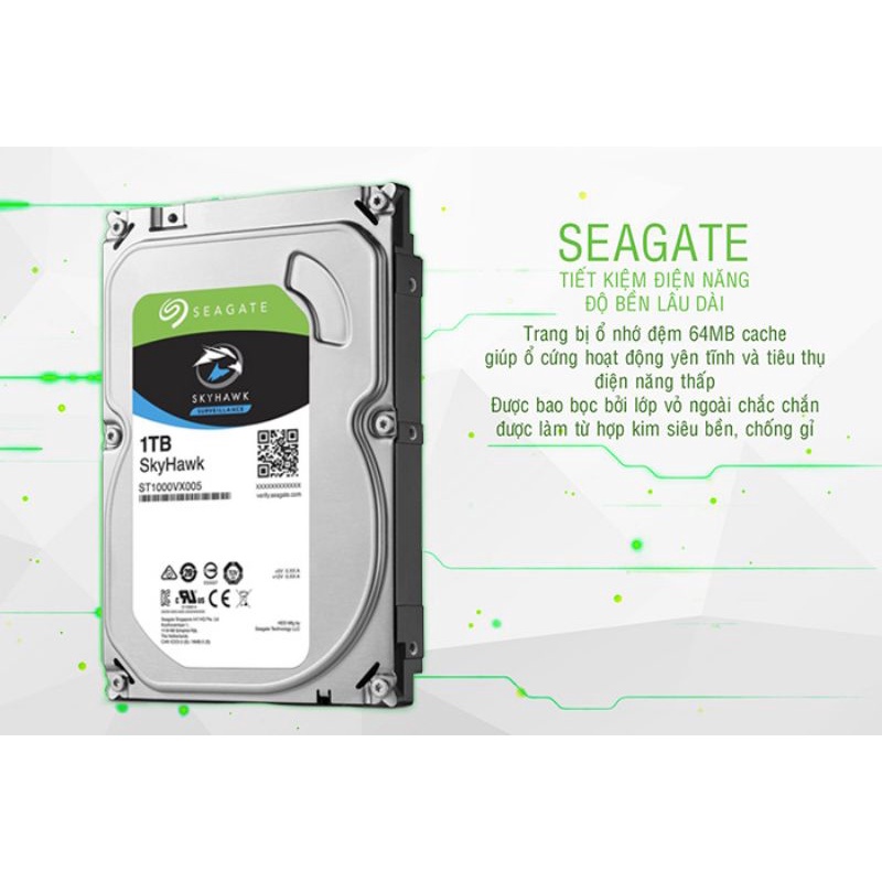 Ổ cứng HDD 500GB- 1TB - 2TB dùng cho PC, camera Seagate SkyHawk 3.5 inch  chính hãng