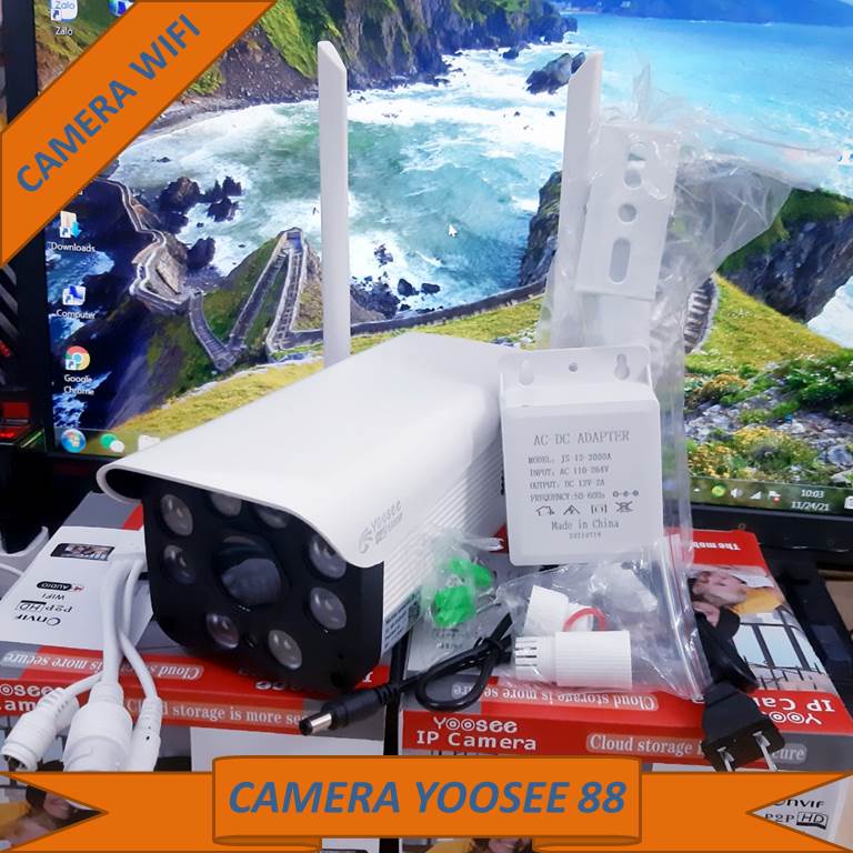Camera IP Wifi Ngoài trời Yoosee 2 Râu 1080P - LED trợ sáng quay đêm có màu, chống nước chống bụi...