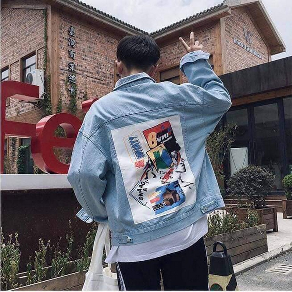 Áo khoác Jean Nam phong cách bản đồ tư duy mới TRA205