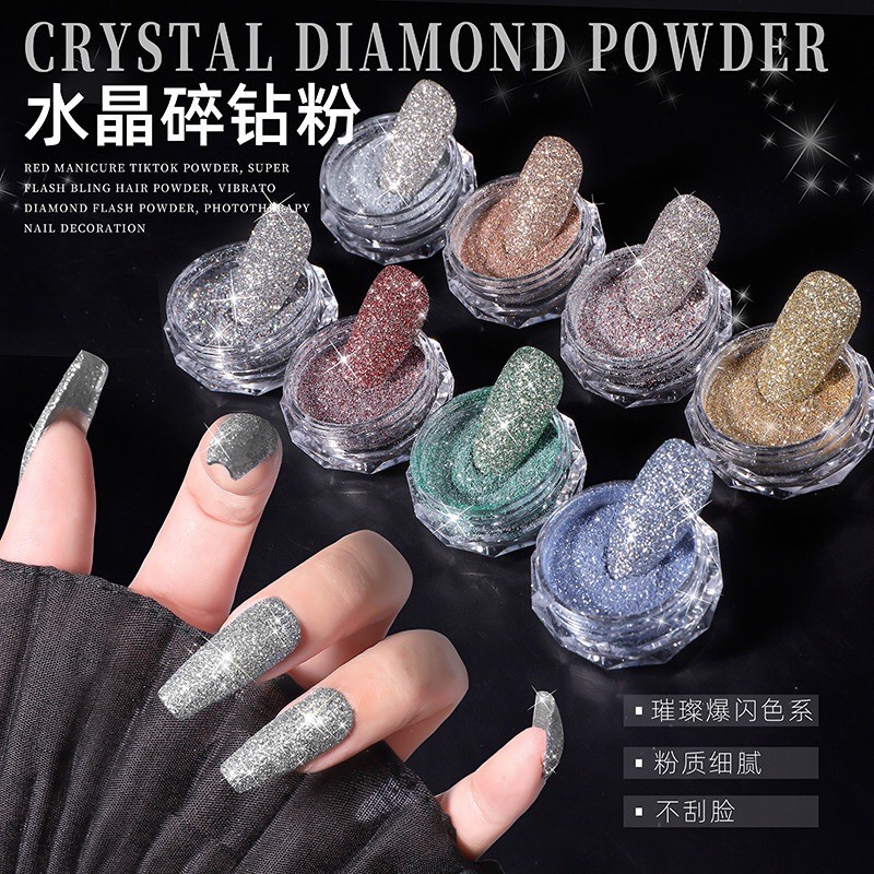 Nhũ rắc flash siêu sáng - Set 8 hũ, nhũ kim tuyến Thiên Di Nail