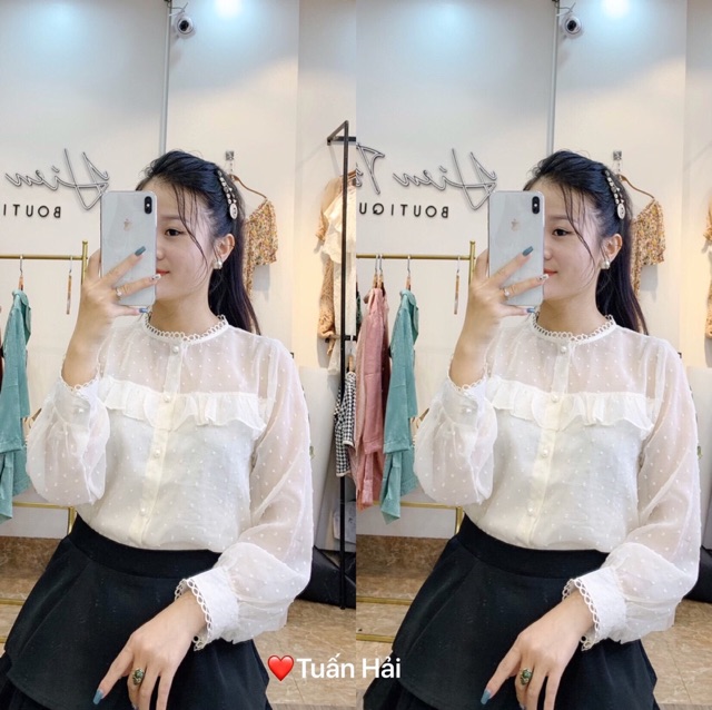 Áo Ren Tiểu Thư vintage Mẫu Mới Hàng 2 Lớp Ren Quảng Châu