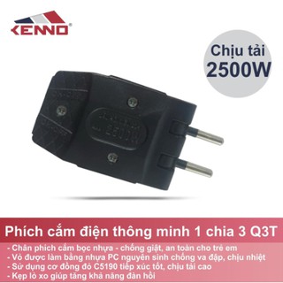 Phích Cắm Điện Thông Minh Q3 Chia 1 Ra 3 Màu Đen - KENNO