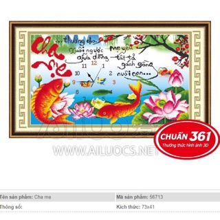 Tranh thêu đồng hồ cha mẹ