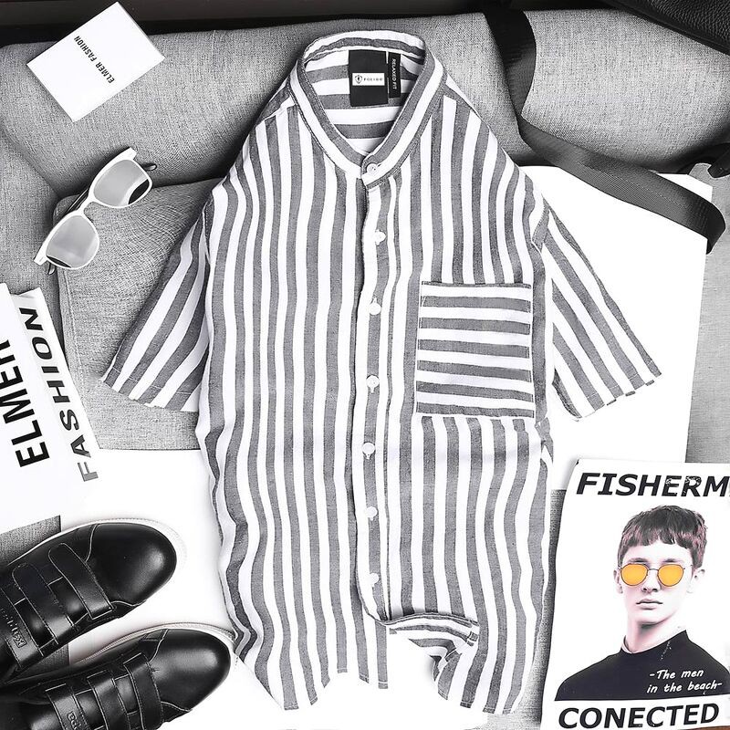 Áo Sơmi Cộc Tay Kẻ Sọc Chất Liệu Đũi Mỏng Thoáng Mát, Thiết Kế Trẻ Trung, Phối Ngực Tiện Lợi - POLIDO | BigBuy360 - bigbuy360.vn