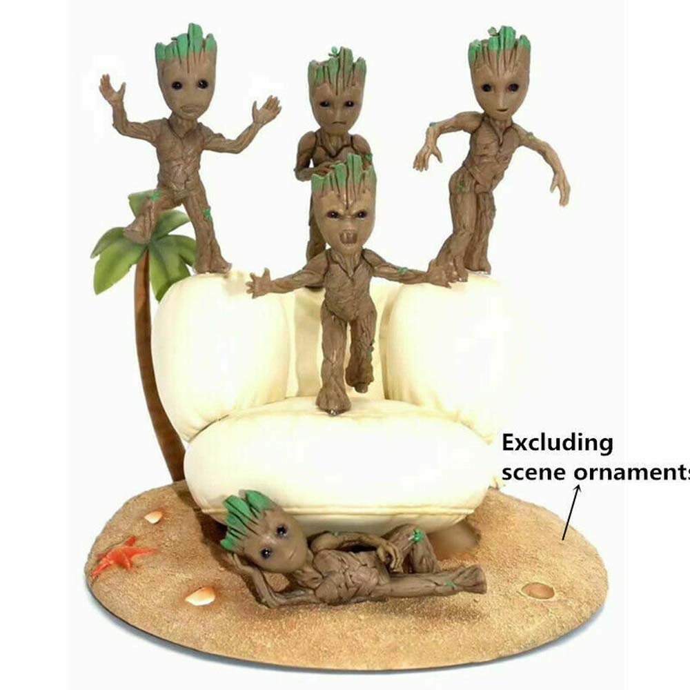 5 pcs Set Guardians of The Galaxy Baby Tree Man Groot Figure Car Decorative Toys
