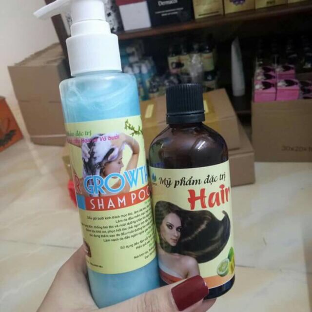 Tinh dầu bưởi + dầu gội