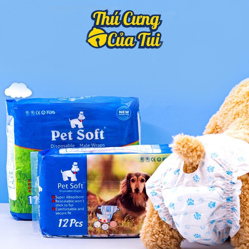 Tã Bỉm Pet Soft Disposable Diaper Cho Chó Mèo Cái Bịch 12 Miếng - Thú Cưng Của Tui