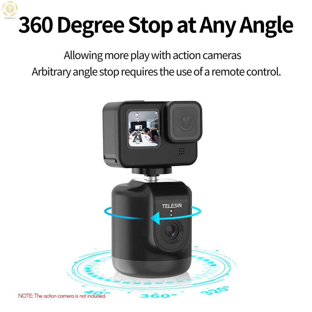 Shipped within 12 hours】 TELESIN TE-GPYT-001 Smart Selfie Gimbal Auto Tracking Pan Tilt 360°Rotation Built-in HD Camera Rechargeable Battery with Remote Control for Vlog   Selfie Video Recording Live Streaming Selfie Holder [TO]