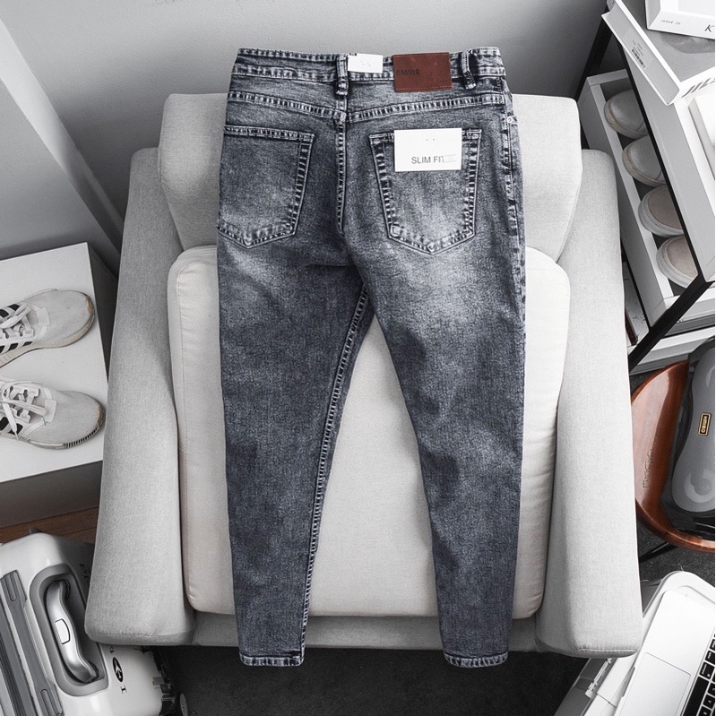 Quần jean nam xám khói slimfit xuất khẩu cao cấp bò co giãn VNXK