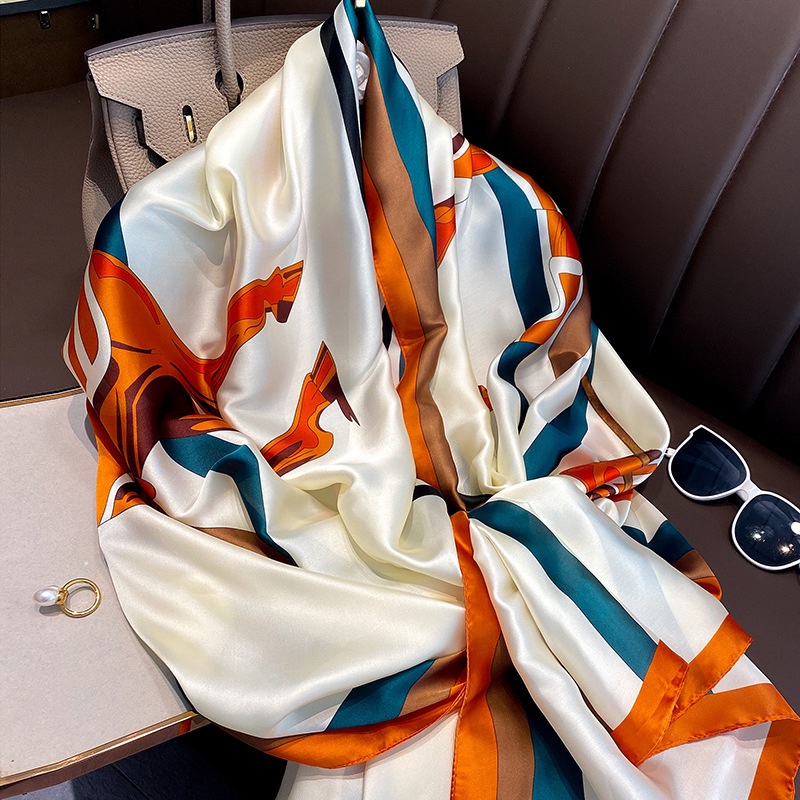 Khăn Quàng Cổ Chống Nắng Thoáng Khí In Họa Tiết Thời Trang Bằng Lụa Tudung WJ1088-60