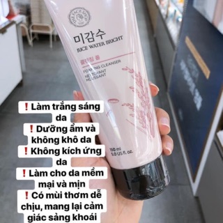 Sữa rửa mặt gạo Rice Water Bright Cleansing Foam The Face Shop 150ml