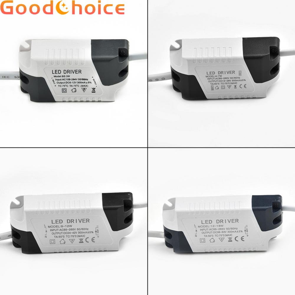 AC-DC Transformator LED Light Lamp Driver Netzteil 1-3W/4-7W/8-12W/12-18W 300mA Power Supply