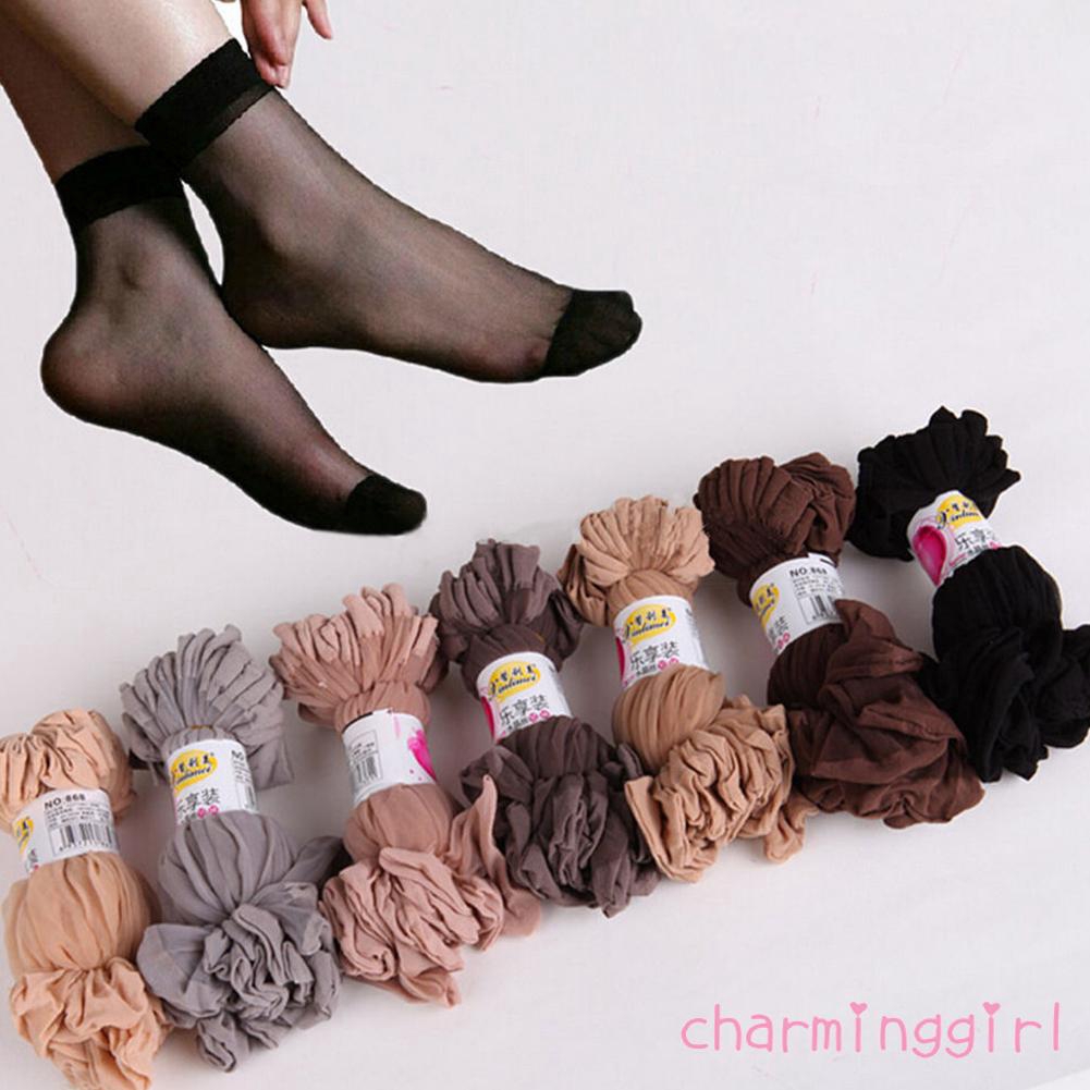 Bộ 10 đôi vớ lụa co giãn thời trang cho nữ