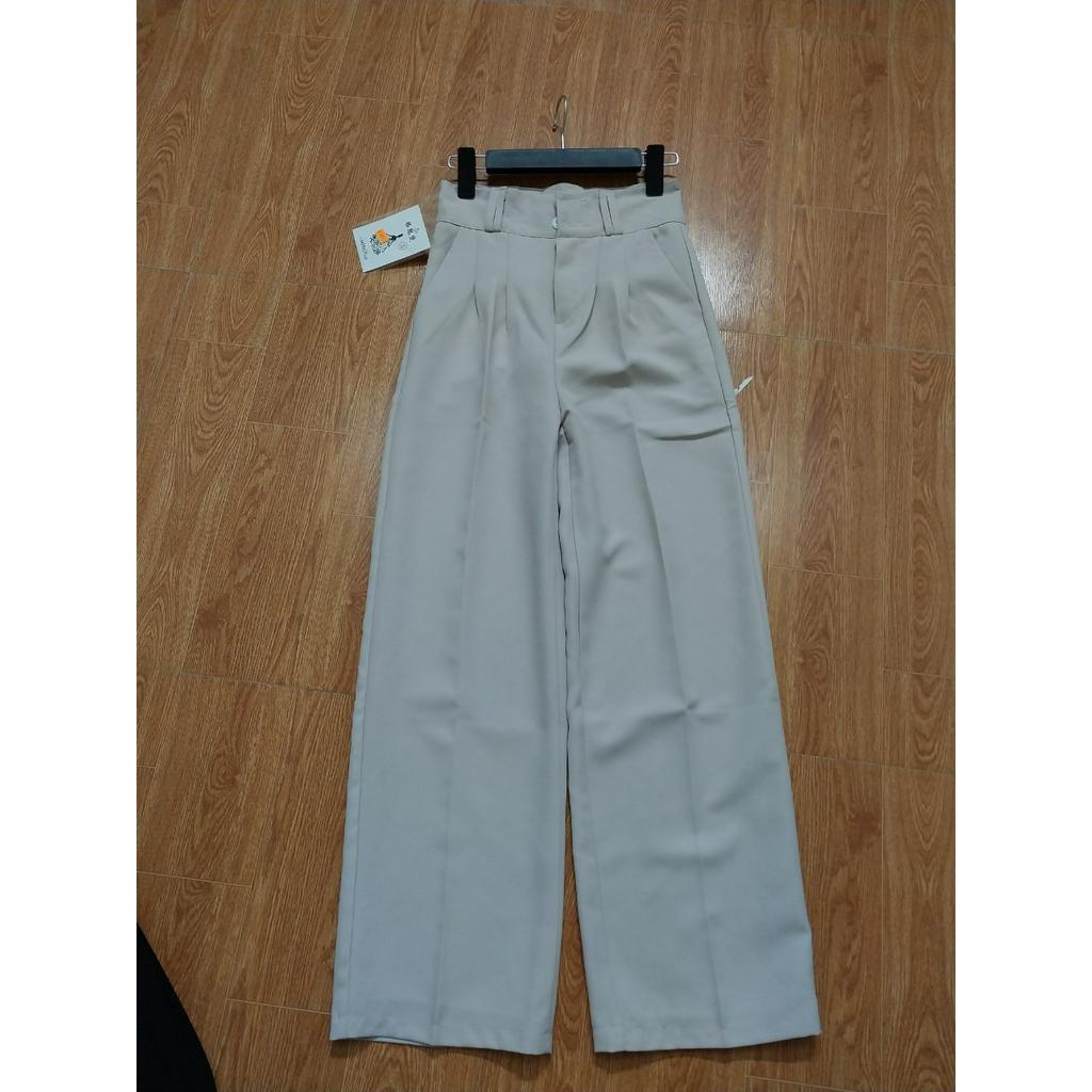 Quần ống rộng 6323 vải tuyết mưa 2 cúc dài cạp khoá trước lưng cao đỉa đôi
