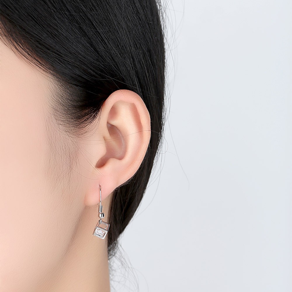 Bông tai bạc Zirconic đính đá Hàn Quốc [Đơn 50k tặng kẹp tóc Hàn Quốc cực xinh]