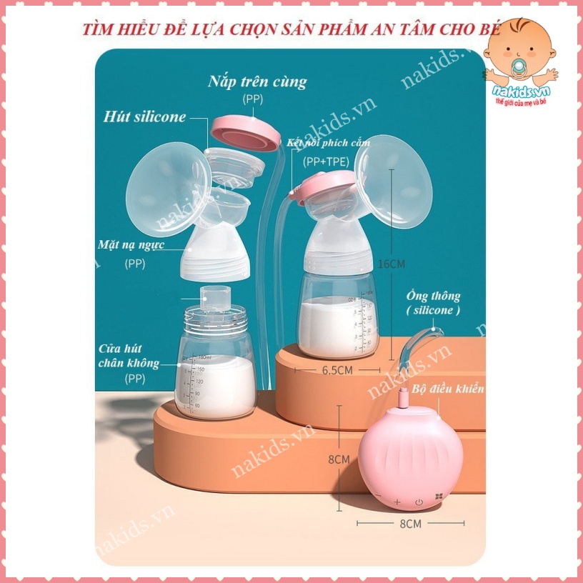 Máy Hút Sữa Điện Đôi 9 Mức Có Chế Độ Massage Kích Sữa - Chính Hãng Misuta Nội Địa Cao Cấp