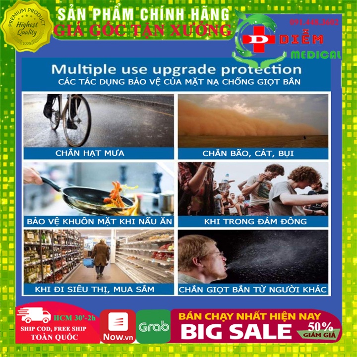 Kính Bảo Hộ Chống Giọt Bắn, Tấm Chắn Mặt Nạ Mũ Y Tế Đa Năng loại 1 nhựa PET trong suốt freesize hàng đẹp