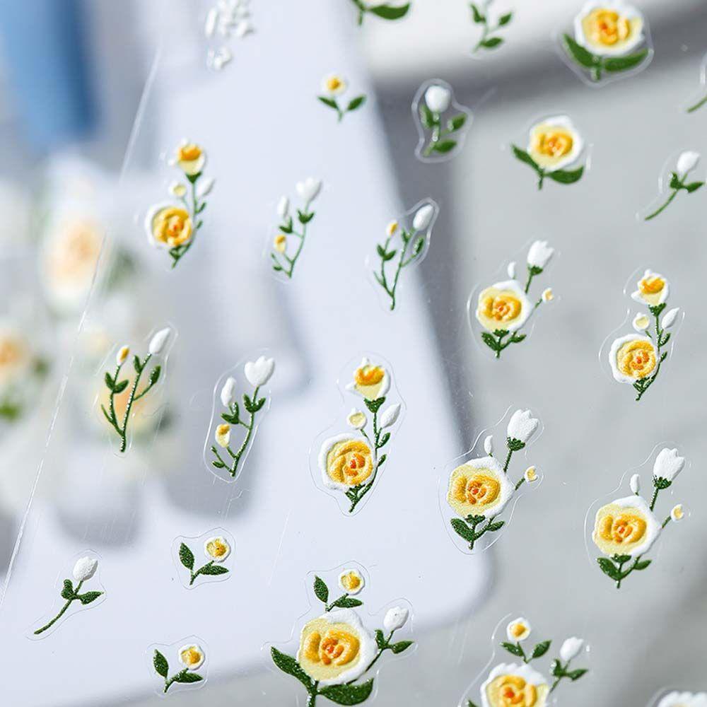 OCEANMAP Flowers Nail Stickers Japanese Leafs Relief Self Adhesive Nail Art Decorations