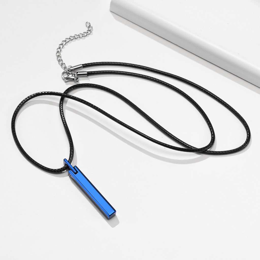 Vnox Vòng cổ Dài 26 Inch Mặt Thanh Hình Học Màu Xanh Đen Hoàng Gia Cho Nam Làm Quà Tặng