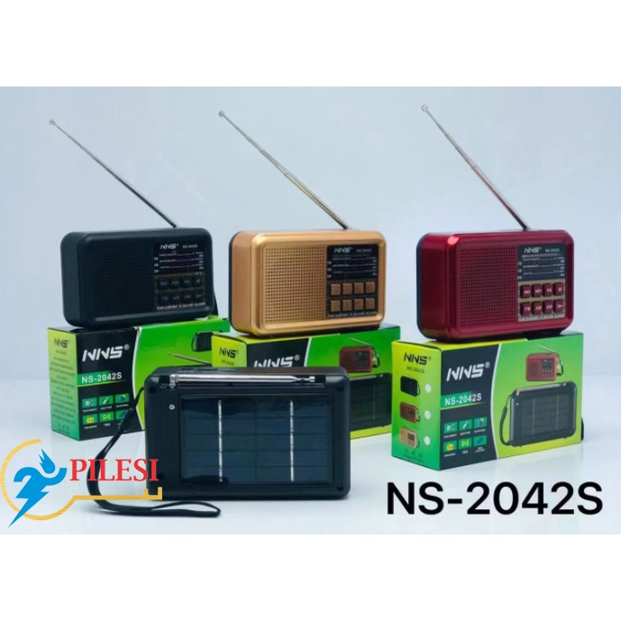 ⚡ Đài FM Radio NNS NS-2042S năng lượng mặt trời kết nối bluetooth, thẻ nhớ, FM/AM/SW/BT/USB/TF