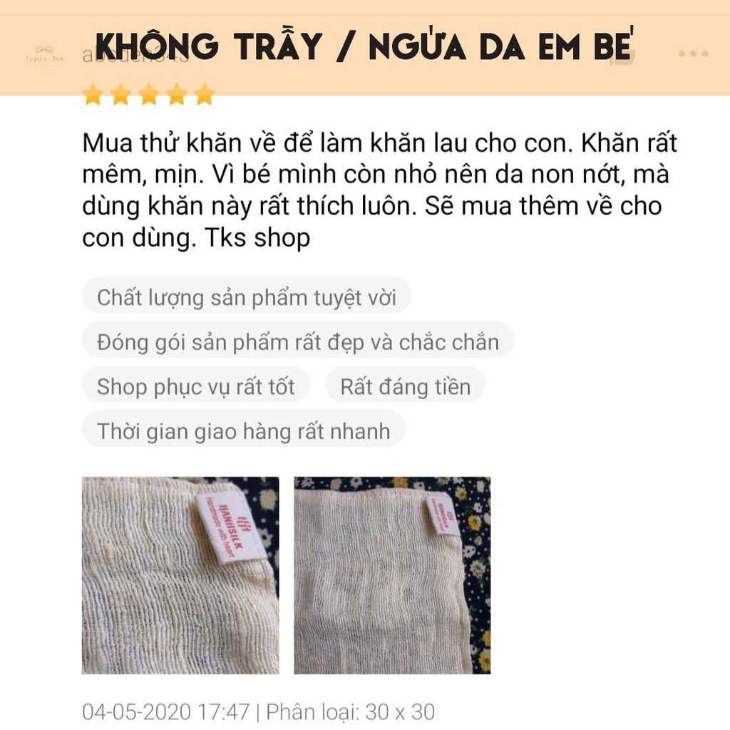 Khăn mặt sợi tre, lụa tơ tằm [CAO CẤP], khăn mặt cho bé Hạnh Silk thượng phẩm - QUÊ MỘT CỤC