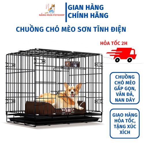 Chuồng chó, chuồng mèo, lồng chó mèo sơn tĩnh điện gấp gọn (full 4 size)