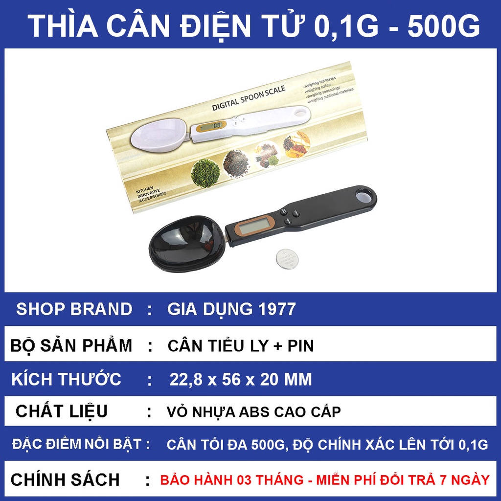 Cân tiểu ly điện tử nhà bếp mini định lượng 1g - 5kg làm bánh độ chính xác cao kèm 2 viên pin AAA