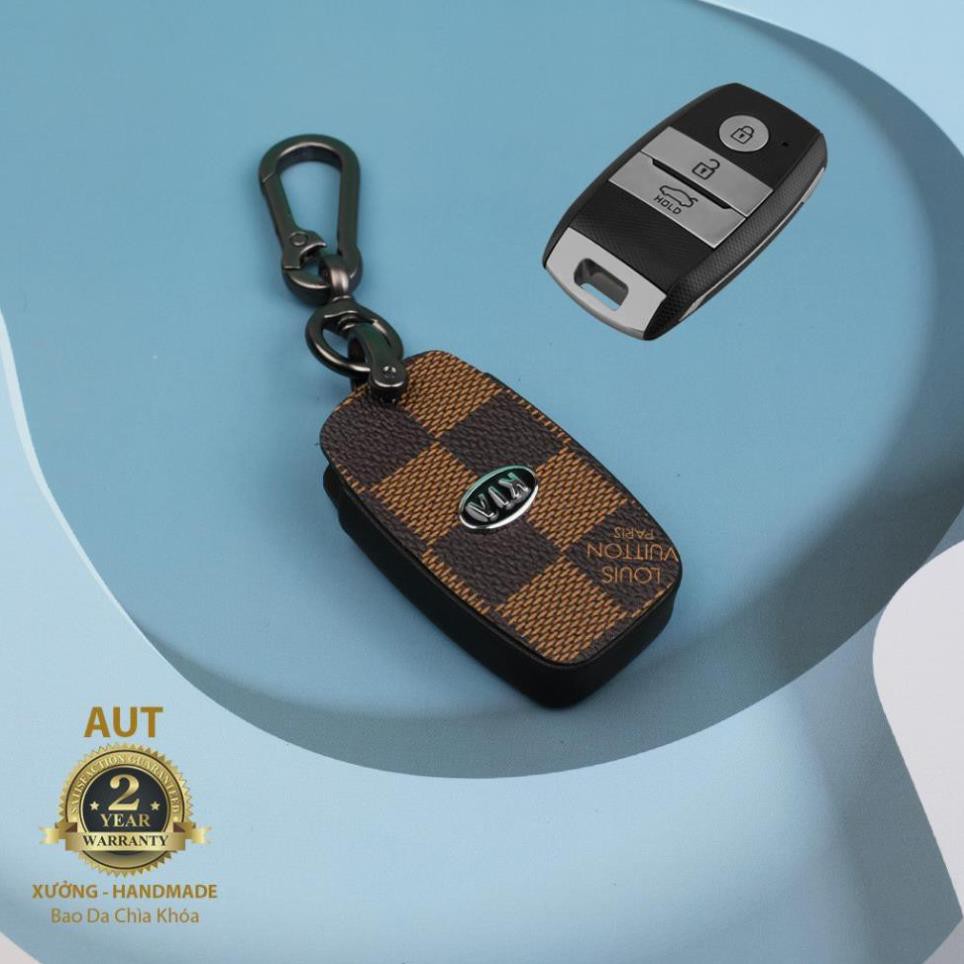 Bao da chìa khóa Smartkey Kia 3 nút (Kia Morning, Seltos, Soluto, Rio, Cerato, Optima, Rondo, Sorento) da Canvas L V