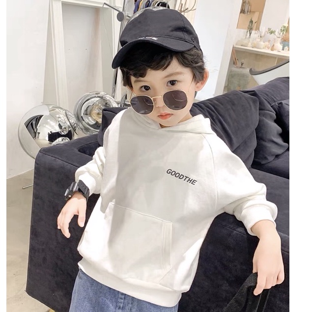 Áo khoác hoodie nỉ phom rộng bé trai Con Xinh hình in KRIZBNE,thời trang thu đông dành cho trẻ em từ 4 đến 10 tuổi