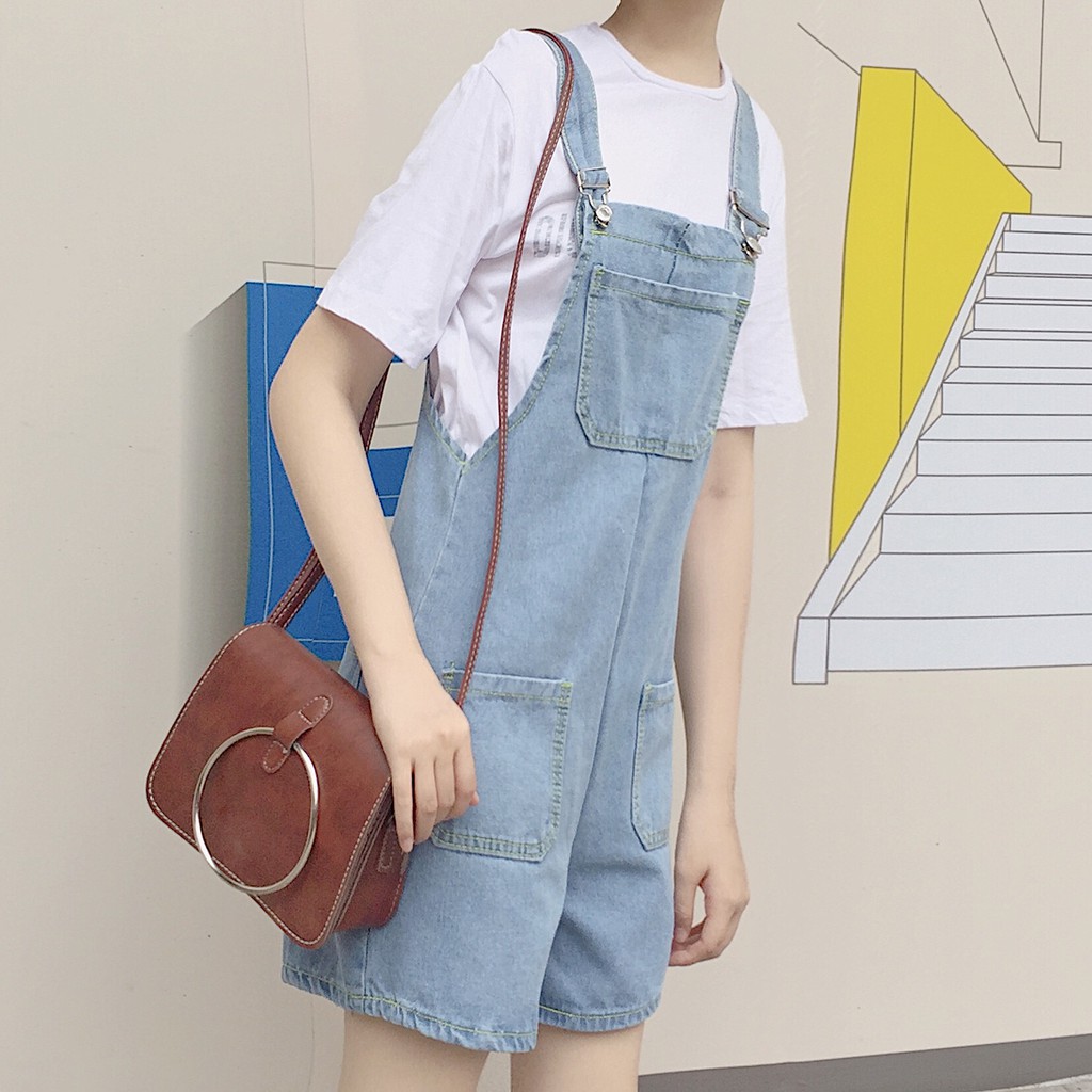 yếm quần ulzzang quần yếm nữ đẹp ngắn quần yếm bò jean jeans kiểu dáng Hàn Quốc ống rộng | BigBuy360 - bigbuy360.vn