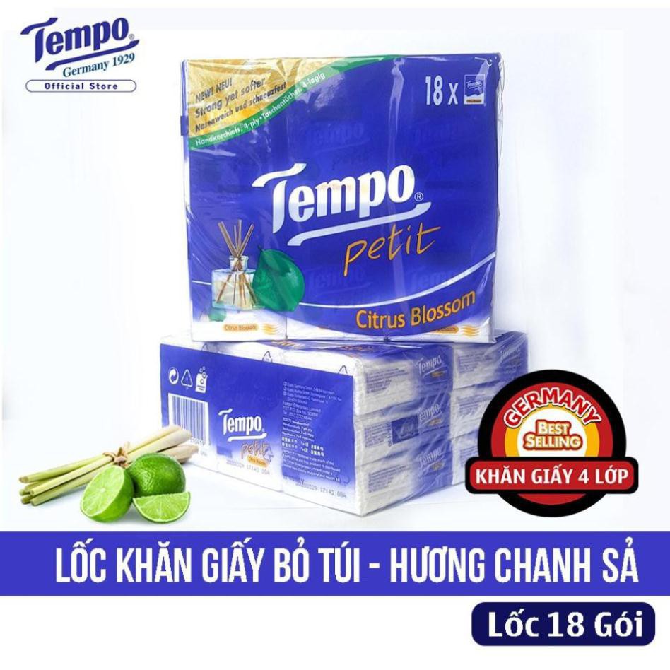 Lốc 18 Gói Khăn Giấy Bỏ Túi Tempo 3 mùi hương- 7 Tờ/Gói