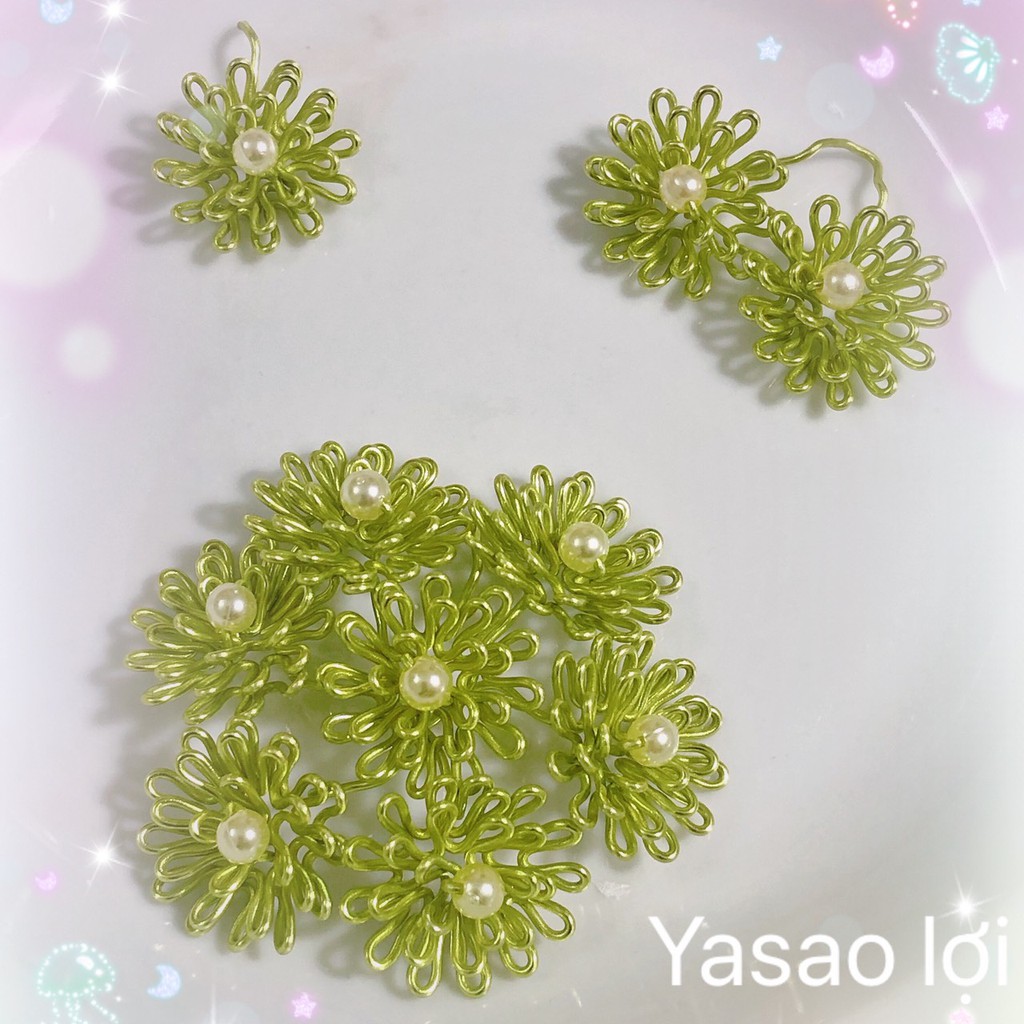 100 Bông tùng lá nhôm mô phỏng hoa, lá làm bonsai handmade...