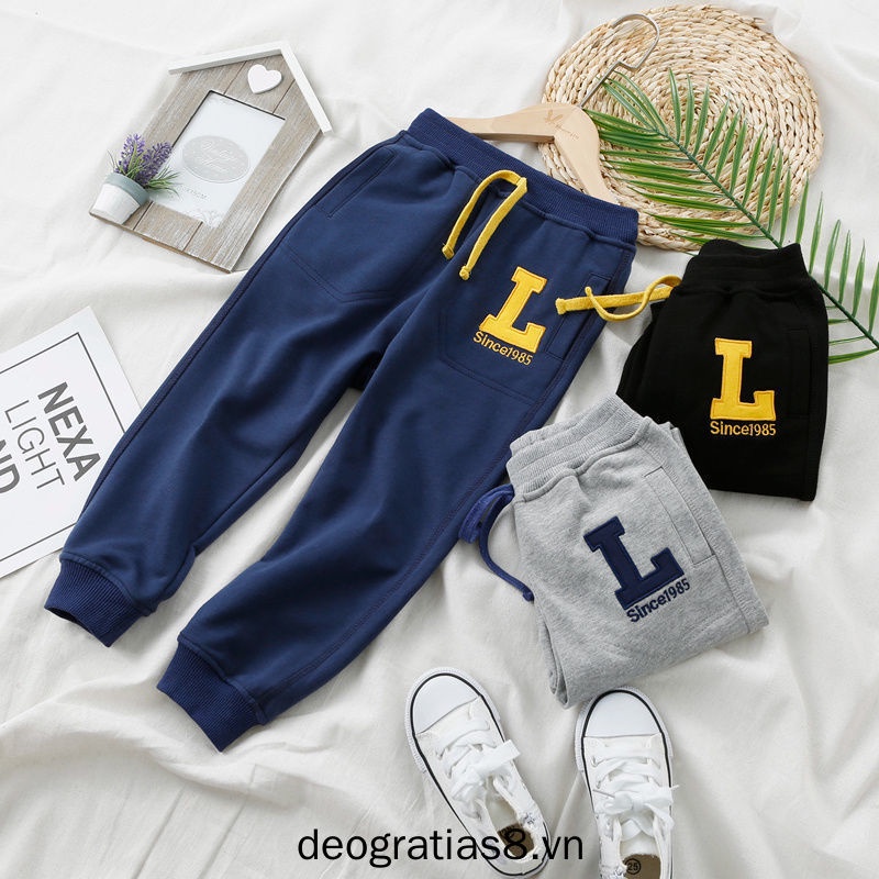 Quần thể thao bé trai các mẫu mùa xuân và mùa thu và các mẫu mùa đông cùng với nhung kiểu dáng phương tây, trẻ em lớn, quần trẻ em trẻ em, thun rời thông thường